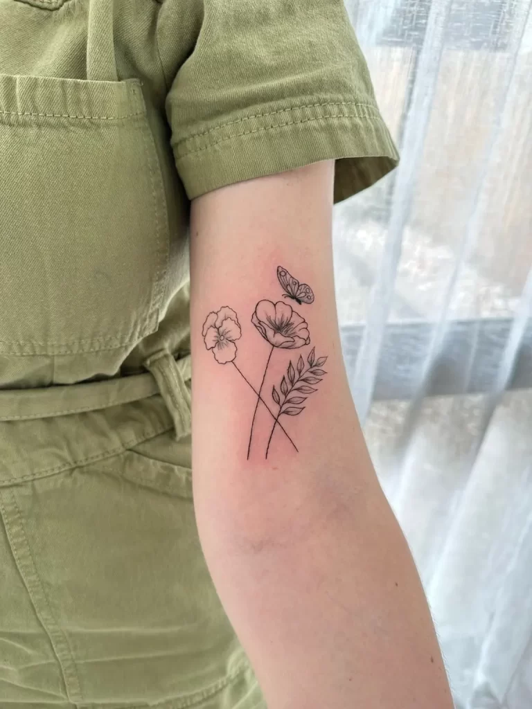 fine line floral tattoo